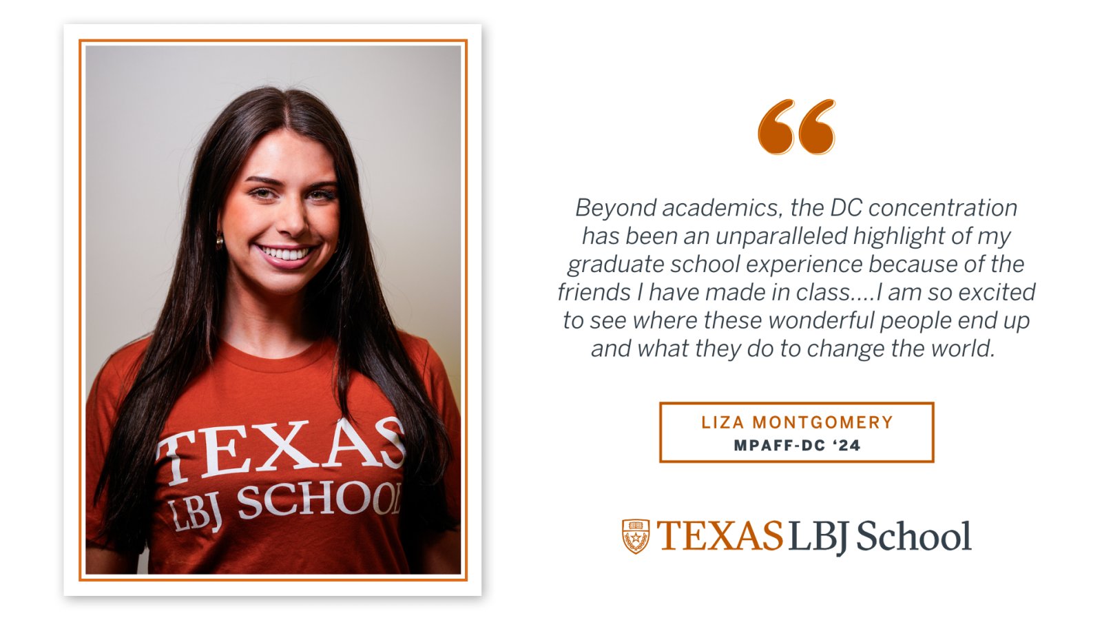2024 LBJ DC Graduate Liza Montgomery Photo of Liza Montgomery with a quote from her write up
