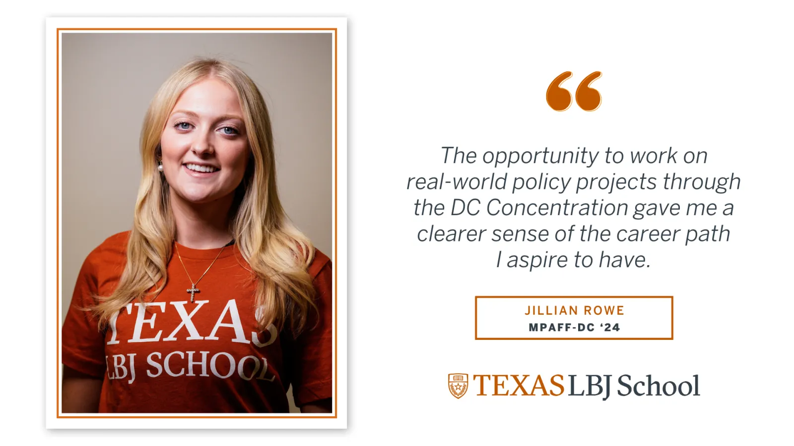 2024 LBJ DC Graduate Jillian Rowe Photo of Jillian Rowe with a quote from her write up