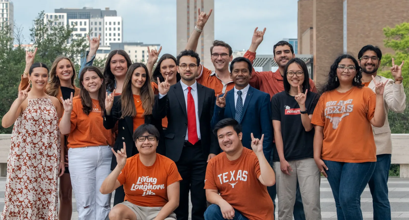 2024-2025 LBJ DC Concentration Students Group of students posing in front of the UT Tower