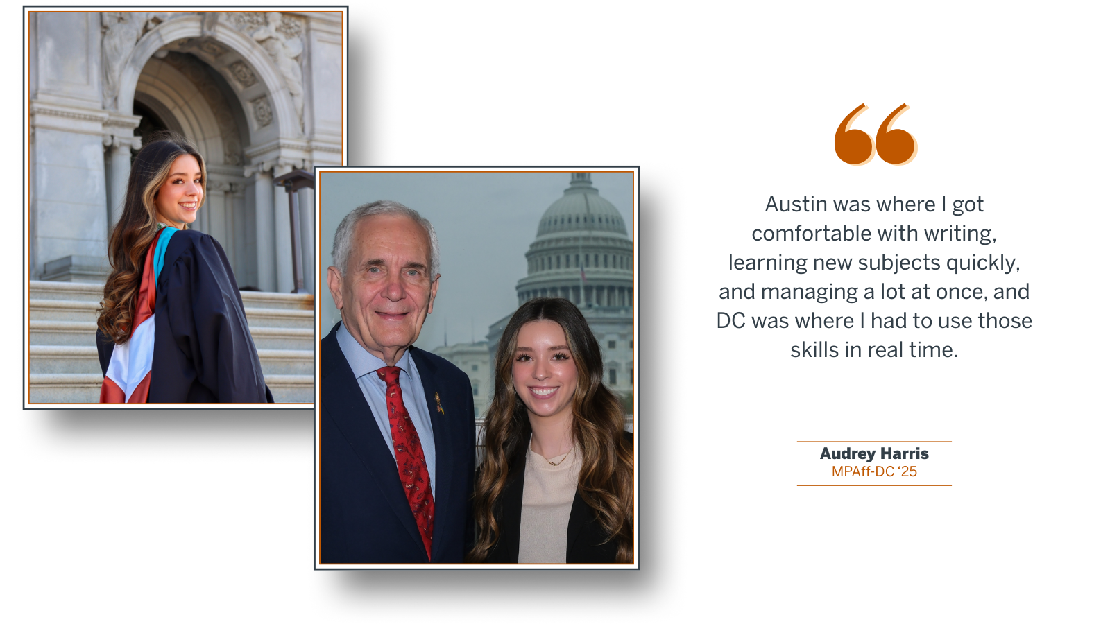 Graphic with 2 photos of Audrey Harris and a quote from the passage below