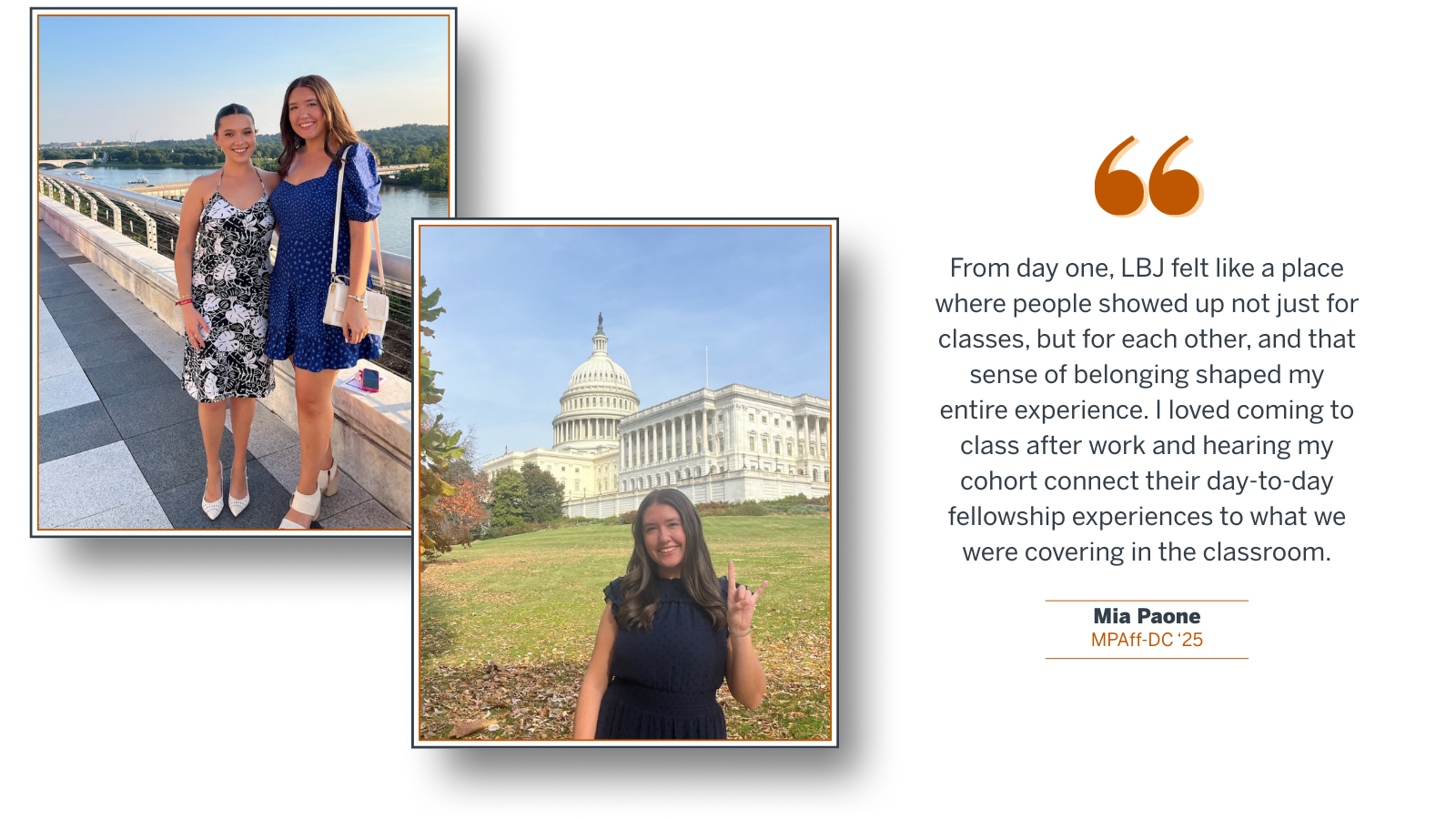 Graphic with 2 photos of Mia Paone and a quote from the passage below