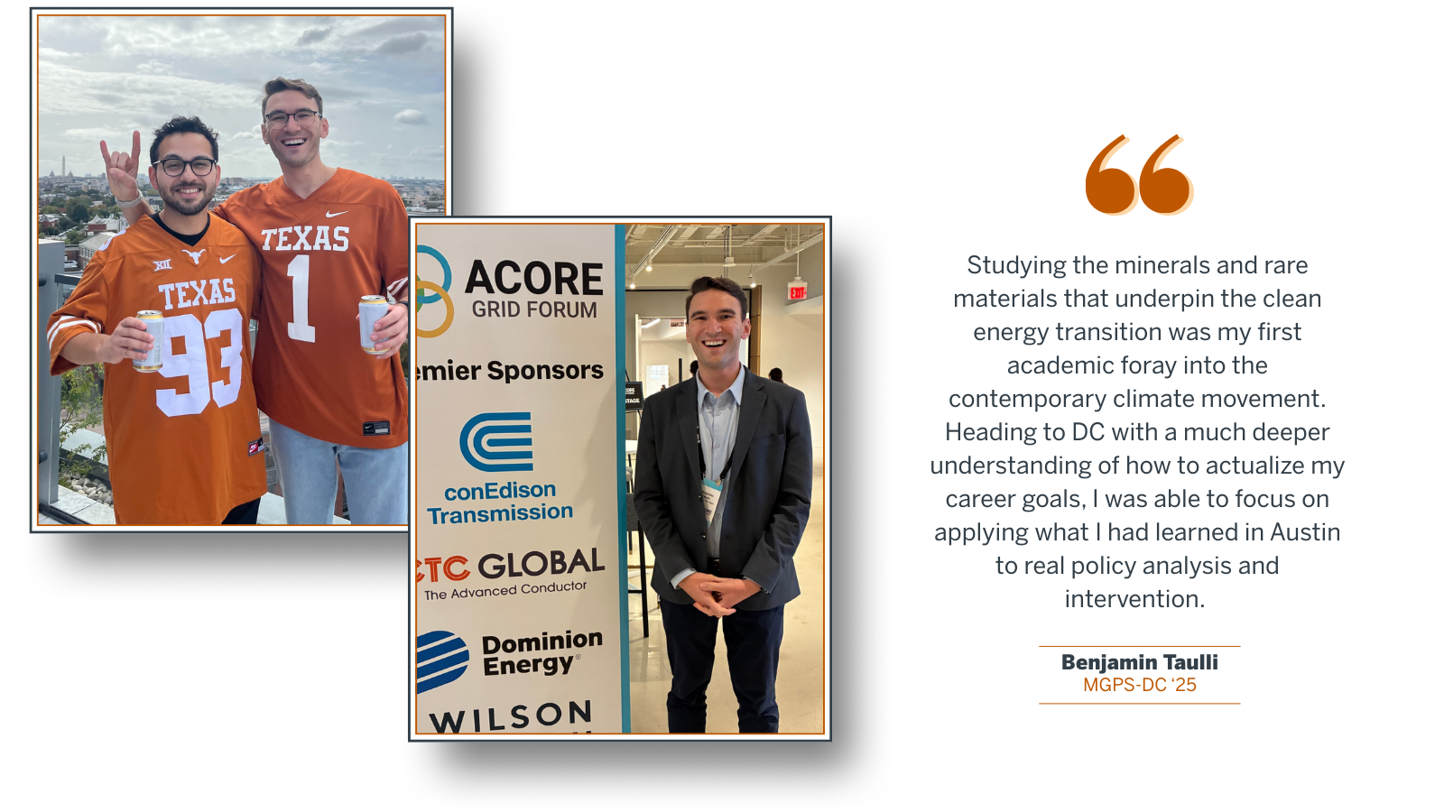 Graphic with 2 photos of Benjamin Taulli and a quote from the passage below