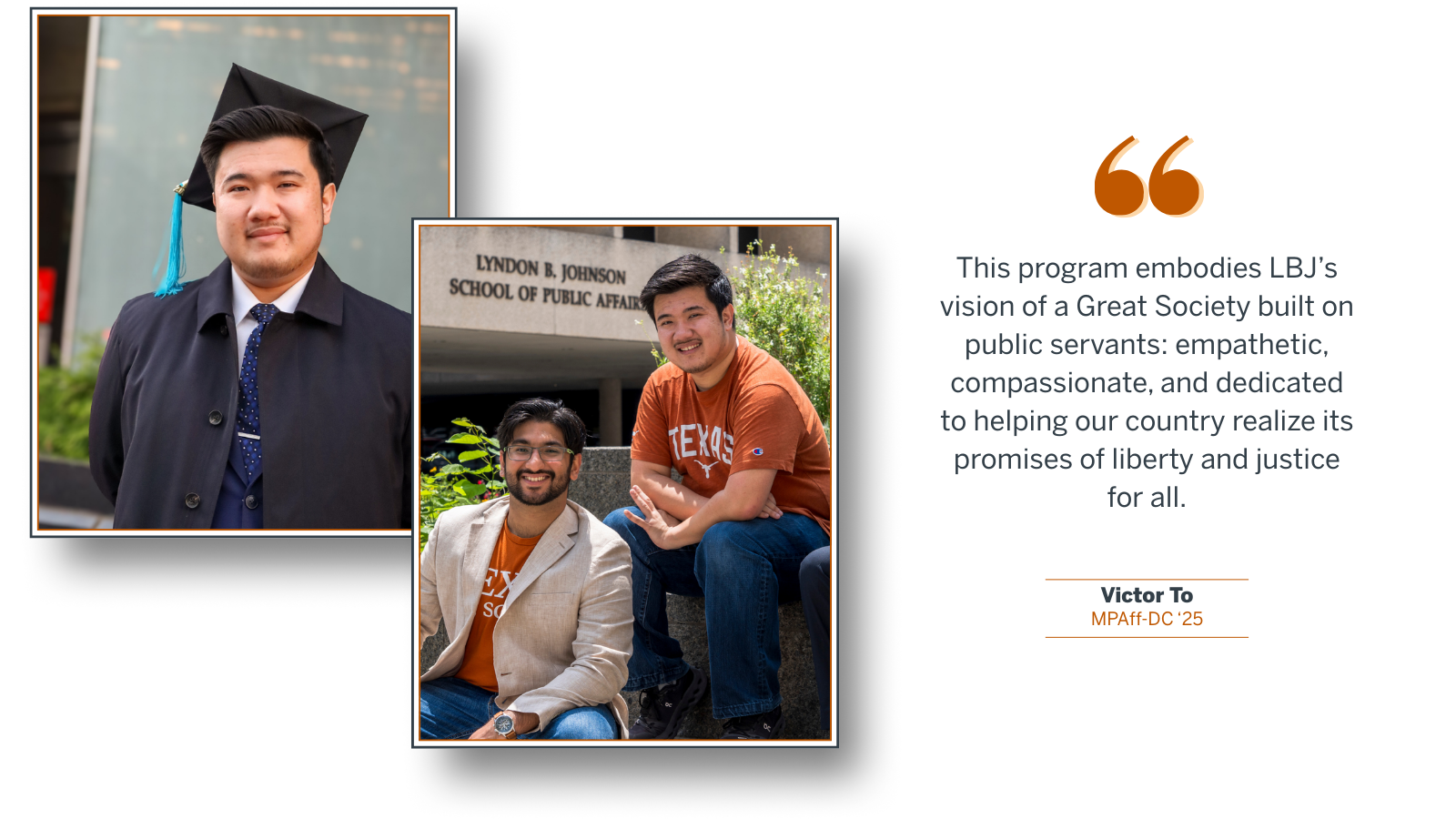 Graphic with 2 photos of Victor To and a quote from the passage below