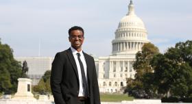 Samer Yousif standing in front of the US Capitol