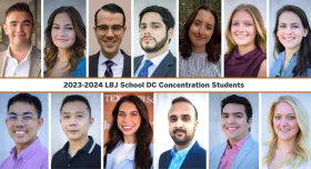 Grid of 13 headshots with text in the middle: 2023-2024 LBJ School DC Concentration Students