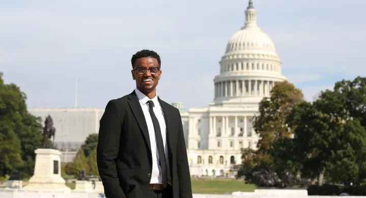 Samer Yousif standing in front of the US Capitol