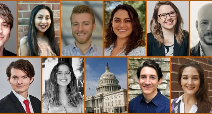 Collage of 12 headshots and one of the US Capitol